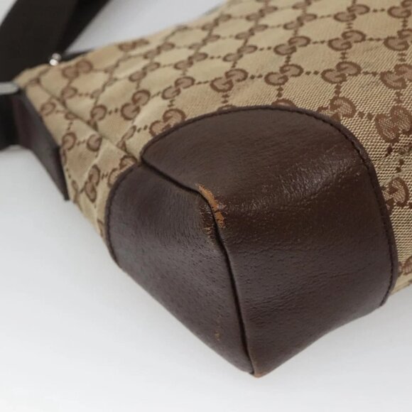 GUCCI GG Canvas Shoulder Bag Beige Silver - Picture 9 of 14